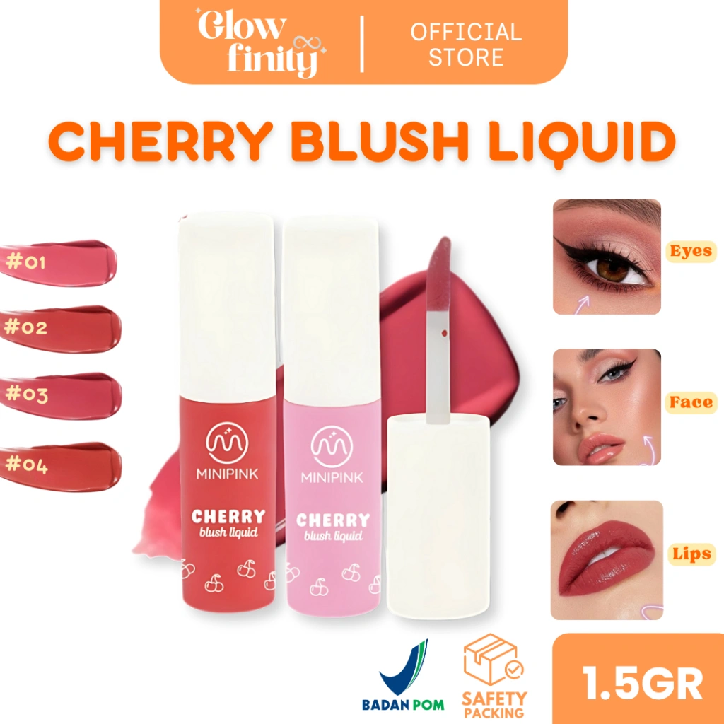 MINIPINK Blush Liquid 4 Warna Cherry Waterproof Blush On Cream Tahan Lama Pigmented BPOM - MP062