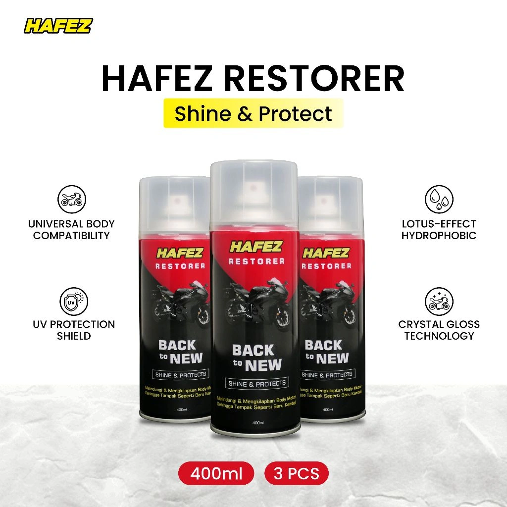 HAFEZ BUNDLING 3 RESTORER Pengkilap dan Penghitam Body Motor Kendaraan