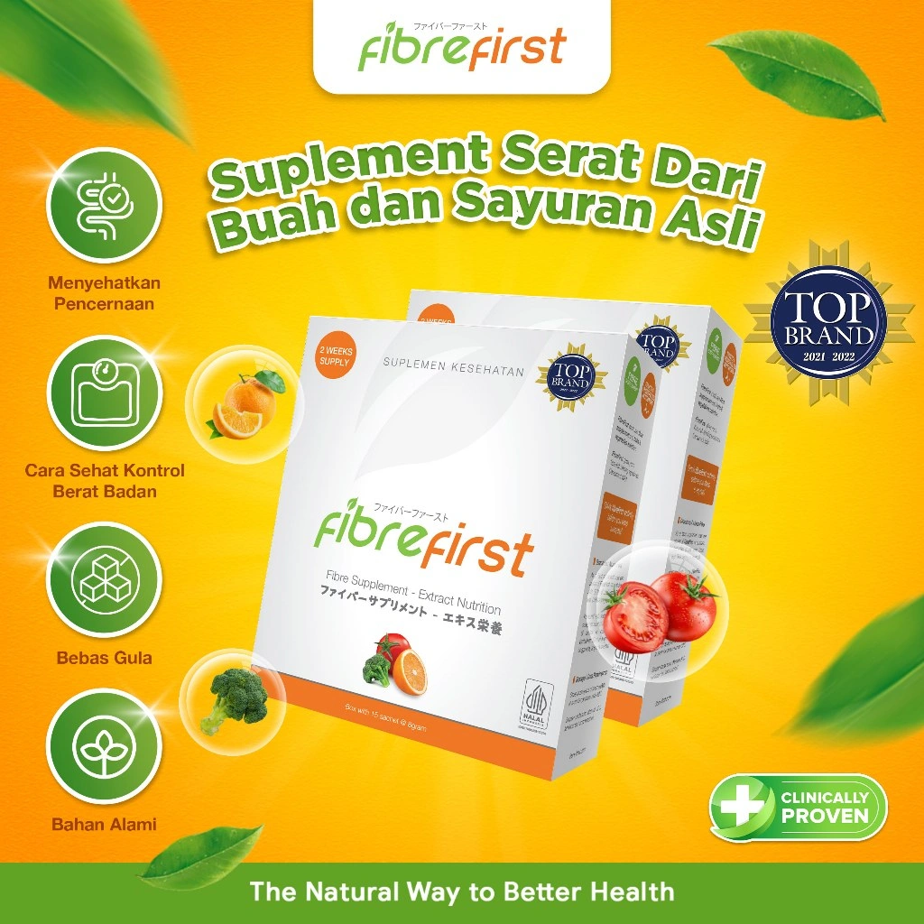 FibreFirst Diet & Detox Isi 30 Sachets - Minuman Fiber Supplement Membantu Melancarkan Pencernaan
