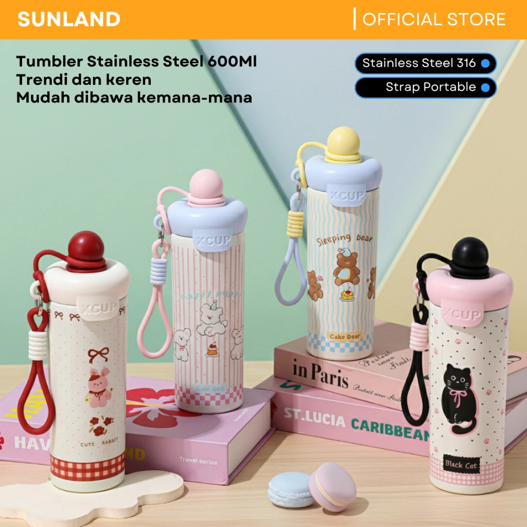 [ Special Live ] Tumbler 600ml Stainless SUS316 Botol Minum Anak Tumblr Karakter Tahan Panas Dingin