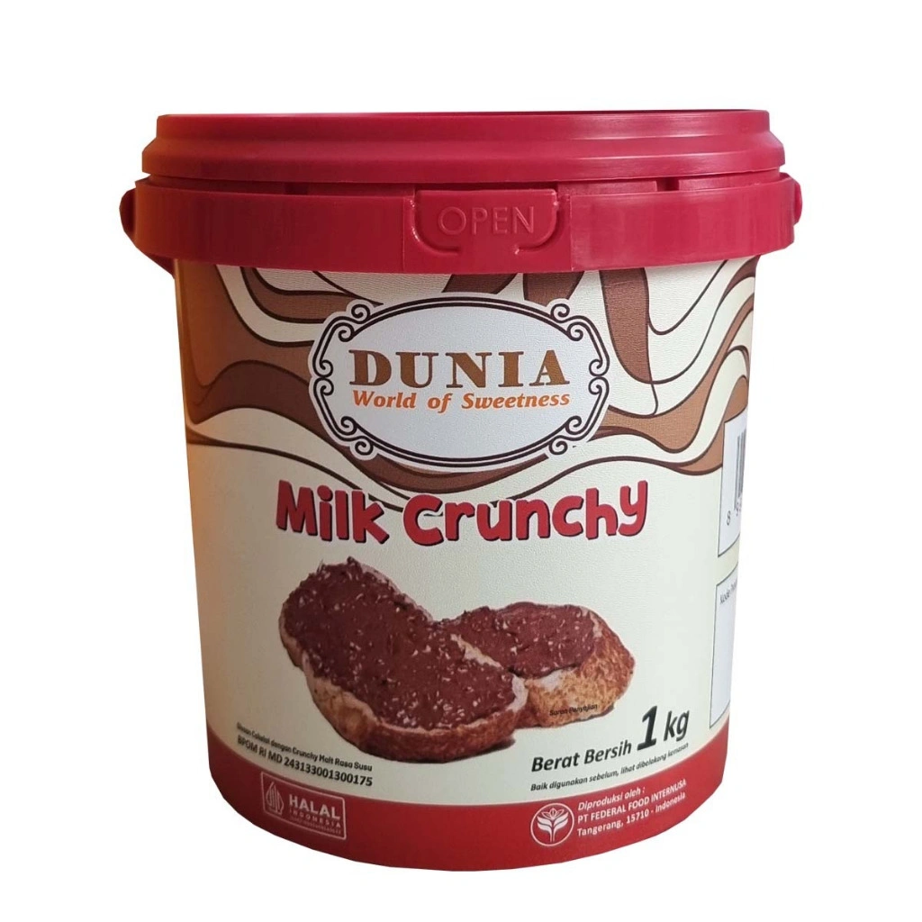 DUNIA SPREAD CRUNCHY MILK 1 KG PAIL | Olesan Crunchy Varian Milk untuk Baking & Camilan