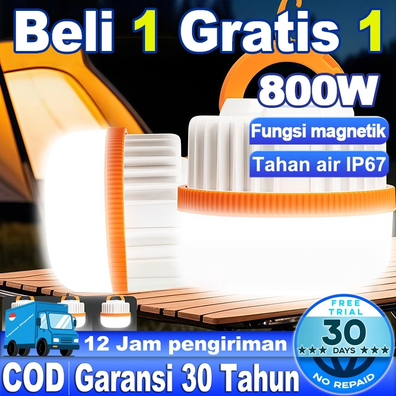 [Garansi 30 tahun] Lampu darurat LED Bola lampu gantung yang dapat diisi ulang , magnetis, dapat digantung, tahan air dan multi-fungsi lainnya