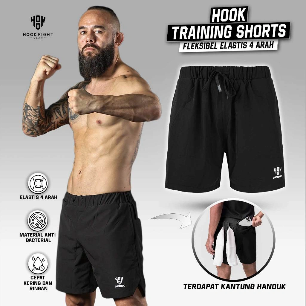 Hook Celana Olahraga Pria Running Shorts Celana Lari Pendek Legging Gym Pants Fitness Shorts 1CX5N