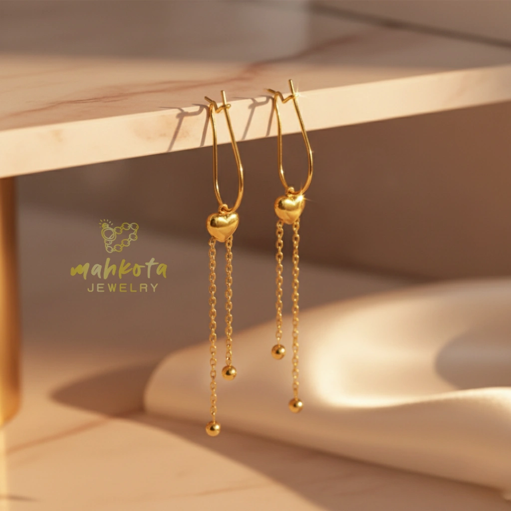 A170 Anting Titanium Wanita Korean 6X 18K Gold Plated • Anting Juntai Love • Anti Karat Anti Luntur • Titanium Jewelry • Anting Aesthetic • Anting Minimalis • Anting Elegant • Aksesoris Perhiasan Wanita • Model baru 2025 • Cocok Untuk Kado Pacar