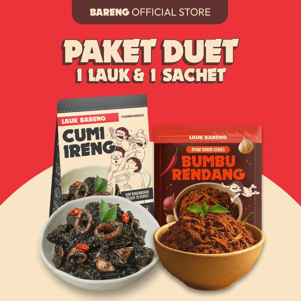 Lahap Bareng - Paket Duet 1 Lauk 1 Sachet | Makanan Instant Ready to Eat, Real Food, Praktis & Tanpa Pengawet | Cumi Ireng Pedas Iga Sambal Bakar Cumi Pedas Instan