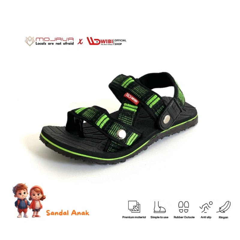 MOJAVA SW01-03 Sandal Anak Laki laki Perempuan Gunung Jepit Slip On Hijau 26 - 37