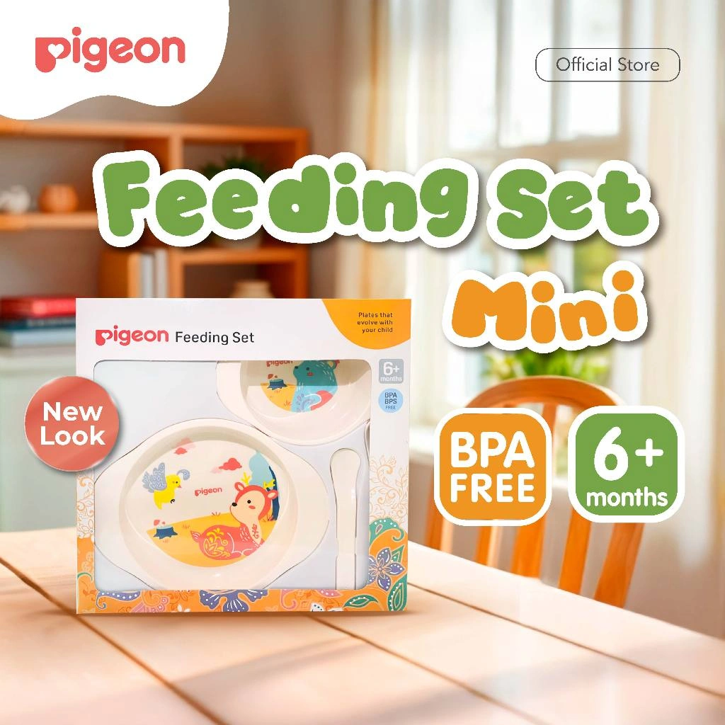 PIGEON Feeding Set Mini | Alat Makan Bayi | Peralatan Makan Bayi | Alat Makan Bayi MPASI | Sendok Garpu Bayi | Feeding Spoon | Baby Spoon | Baby Fork