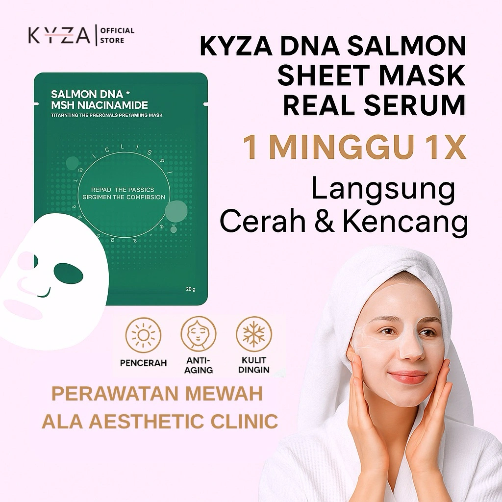 [NEW LAUNCH] KYZA Sheet Mask DNA Salmon Niacinamide Pencerah (isi 1) ByMontila