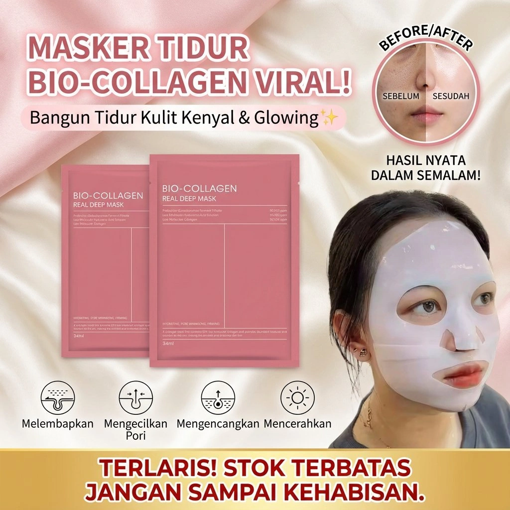[Pengiriman 24 jam] Masker Tidur Kolagen/Menghidrasi & Memulihkan Kulit/Melembabkan Sepanjang Malam/Masker wajah anti penuaan untuk tidur/Collagen Sleeping Mask/Anti-Aging Sleeping Mask