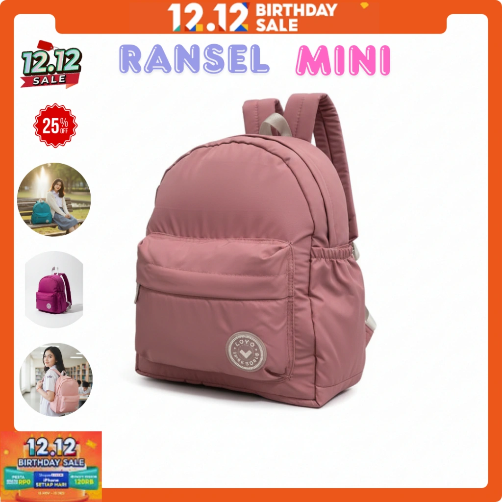 Lovo.id - Tas Ransel Mini Colour Pop Backpack Water reppelent - Tas Fahion Korea Stylish Zeeva