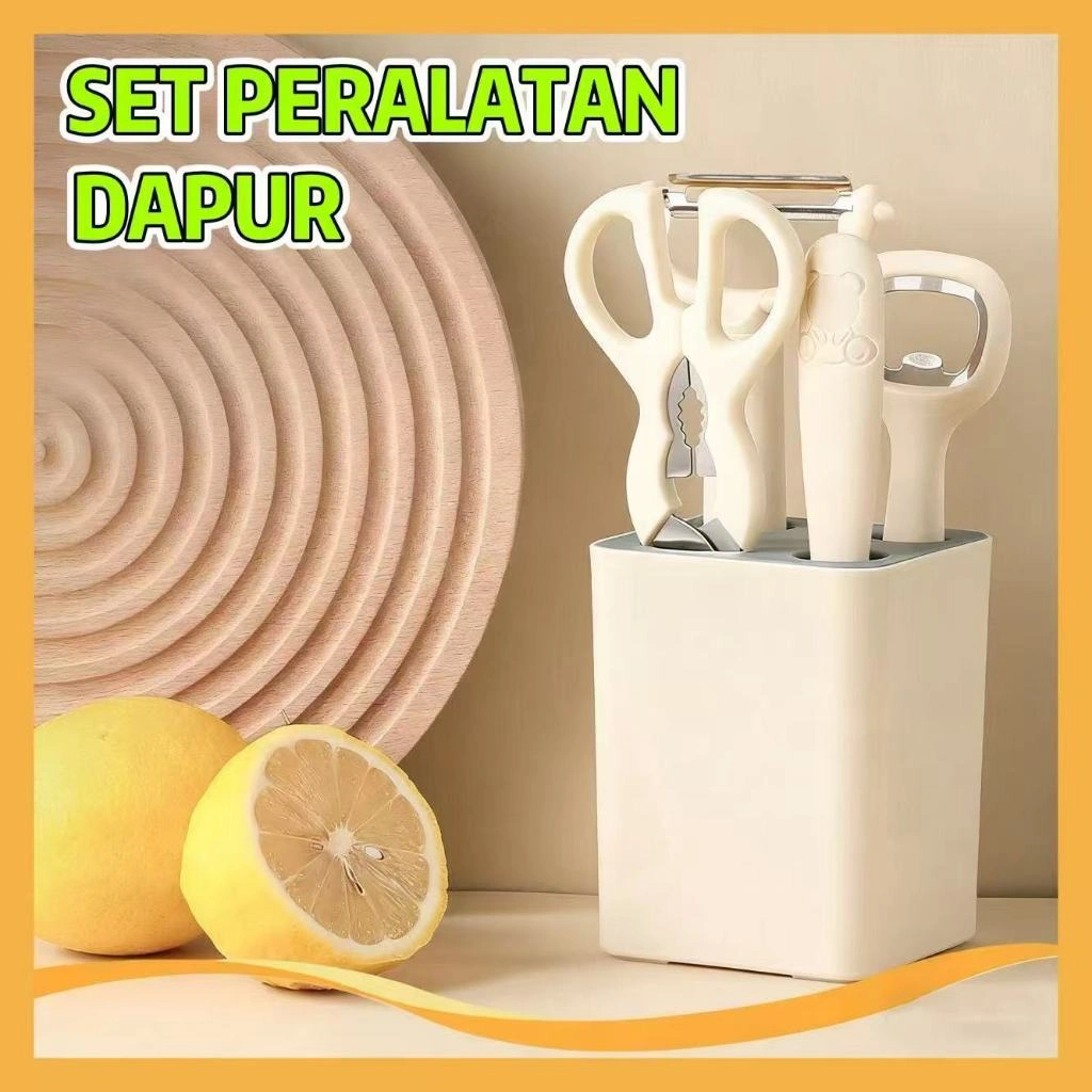 Set Perkakas Dapur 5 Buah Pisau Gunting Praktis Set Alat Dapur Multifungsi 5 Pcs Hemat Ruang Set peralatan dapur