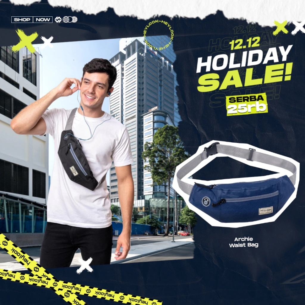 25K (12.12 HOLIDAY SALE) HEYLOOK Official - Tas Selempang Pria ARCHIE Tas Pria Distro Waistbag Tas Pinggang Outdoor Premium