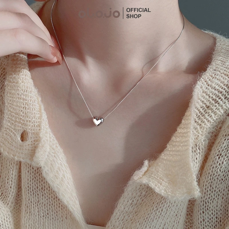 OLOJO  Kalung Sederhana Titanium Kalung Hati Liontin Rantai Klavikula Wanita Kalung Aksesori Mode