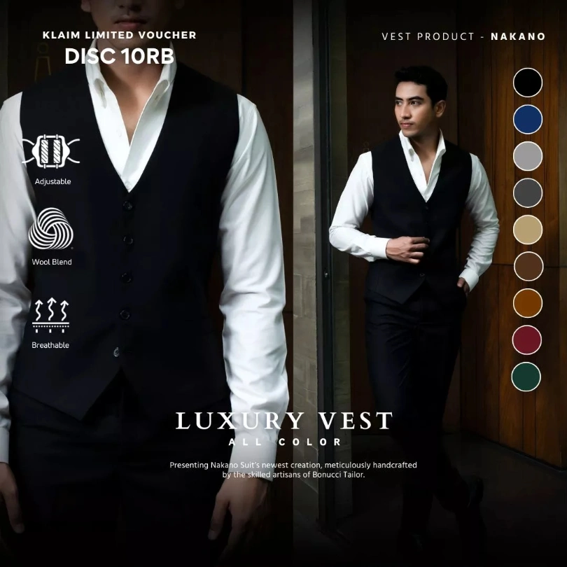 NAKANO LUXURY VEST - Rompi Jas Pria Formal