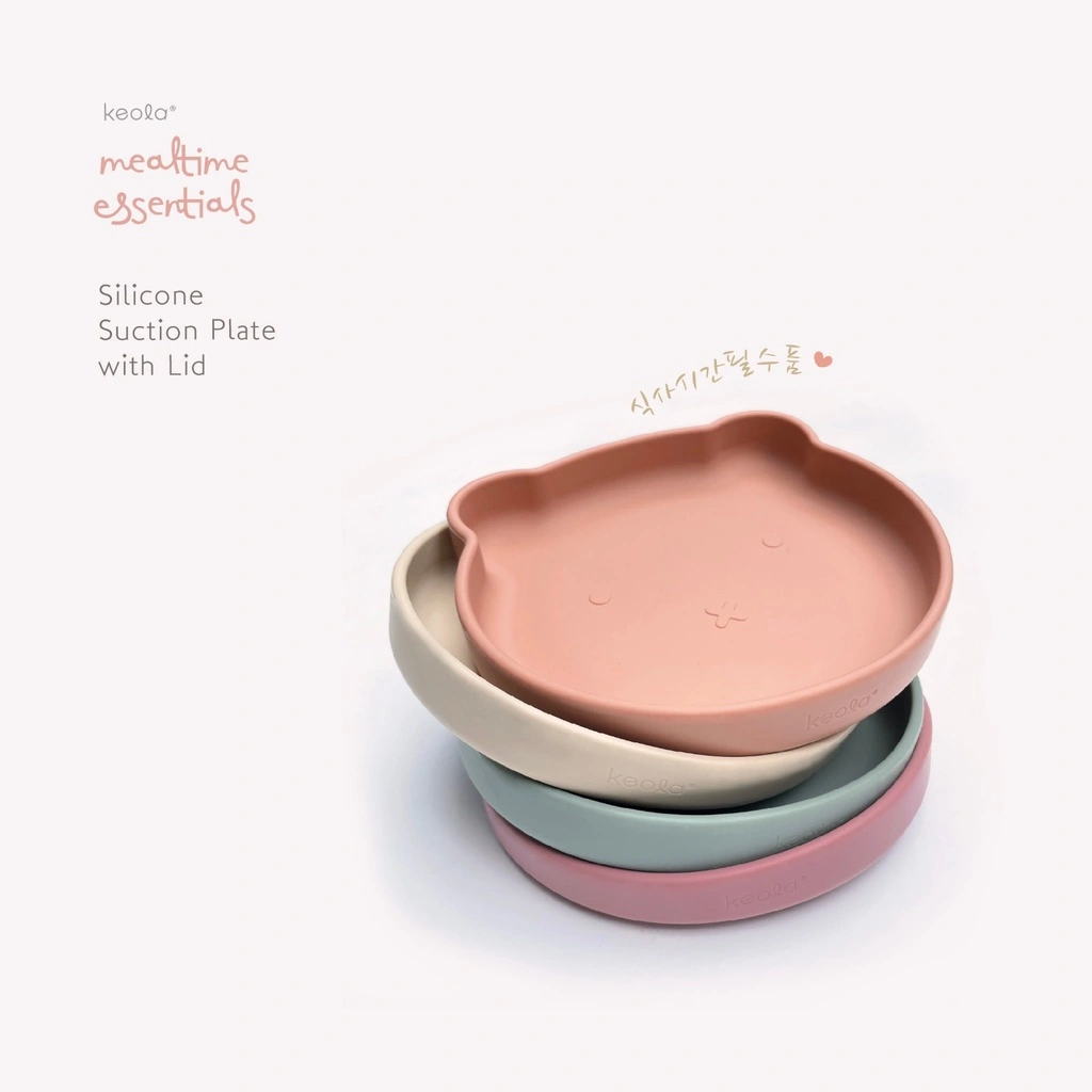CB - Keola Premium Silicone Suction Bear Plate With LID| Piring Tempat Makan Anak Bayi Silicone Food Grade | Mpasi Anak