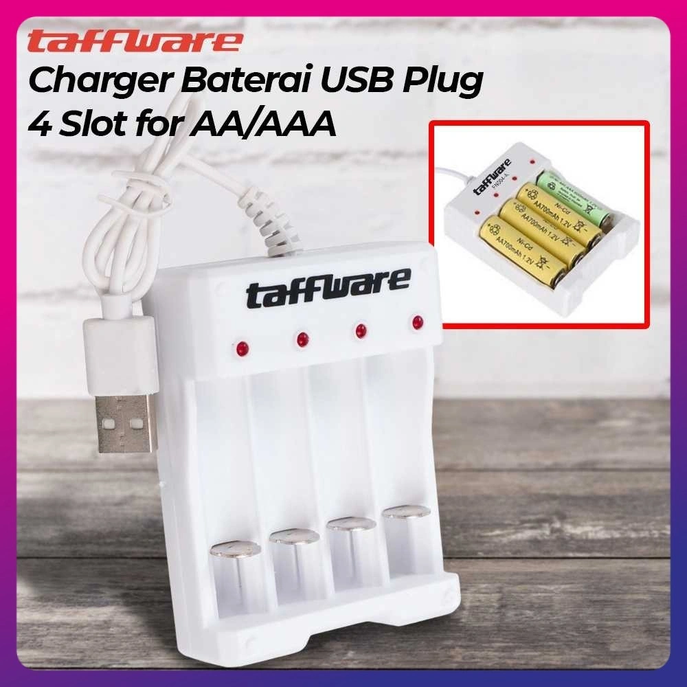 Taffware Charger Baterai 4 Slot AA AAA Ni-MH Ni-CD USB Plug - B-04