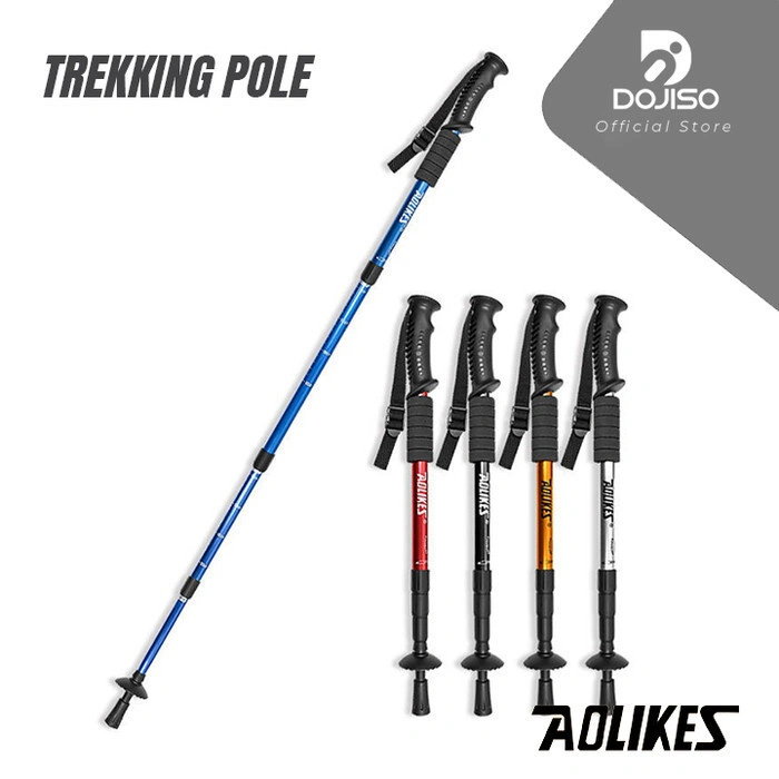 Trekking Pole Aolikes 3401 Alumunium Alloy Ultralight 110cm Tongkat Gunung Ringan Retractable & Adjustable + Spons Penyerap Keringat Hiking Treking Travel Camping Mendaki Gagang Lurus Anti Slip Anti Shock