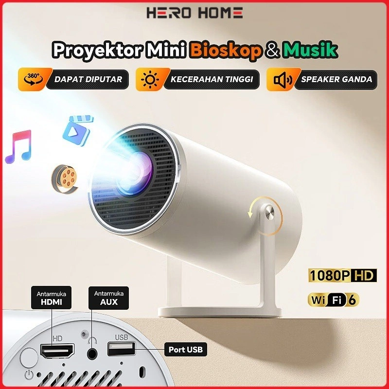 Proyektor HY300 Smart Projector 180 ANSI Lumens HD 1080P Bluetooth5.0 2G+16G Android 11.0