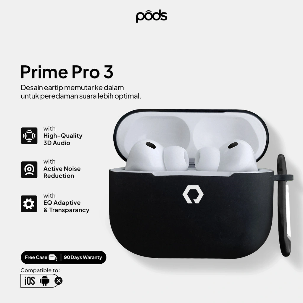 [BEST SELLER] ThePods Prime Pro Gen 3 ANC TWS Bluetooth Earphone | Spatial Audio | Transparency | Support iOS Android | By Pods Indonesia