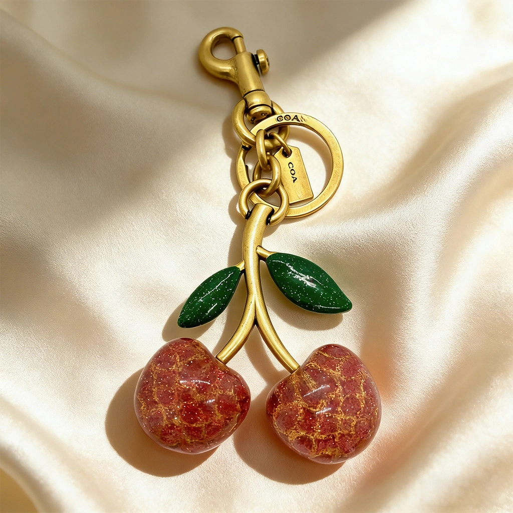 CO@CH Bag charm cherry gold gantungan tas keychain Cherry Keychain lucu bag Charm Banyak warna