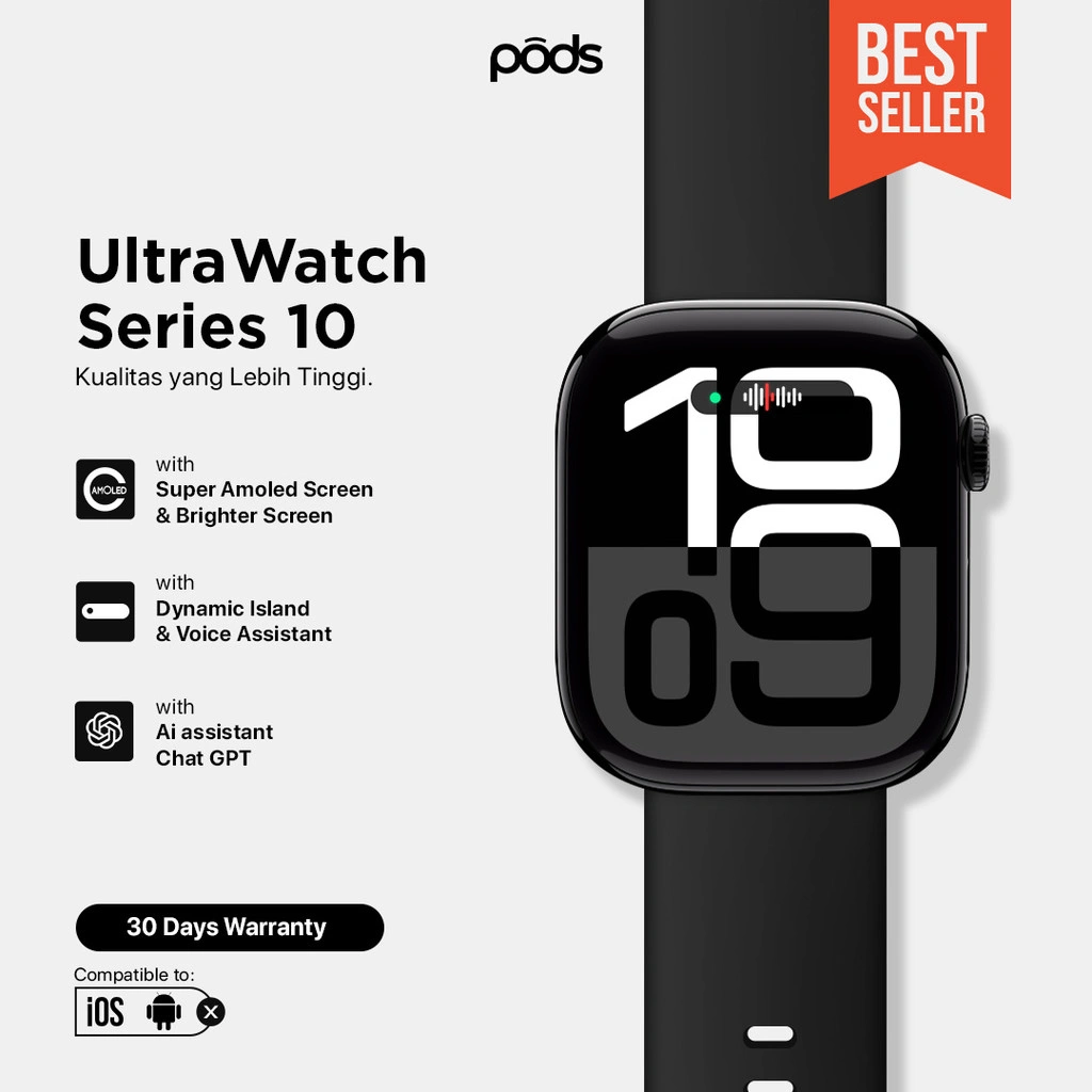 UltraWatch Series 10 Smartwatch Amoled 2.1 Display for sport Smartwatch Bluetooth 5.3 Smartwatch High Quality Smartwatch Original Smartwatch Premium - by PodsIndonesia