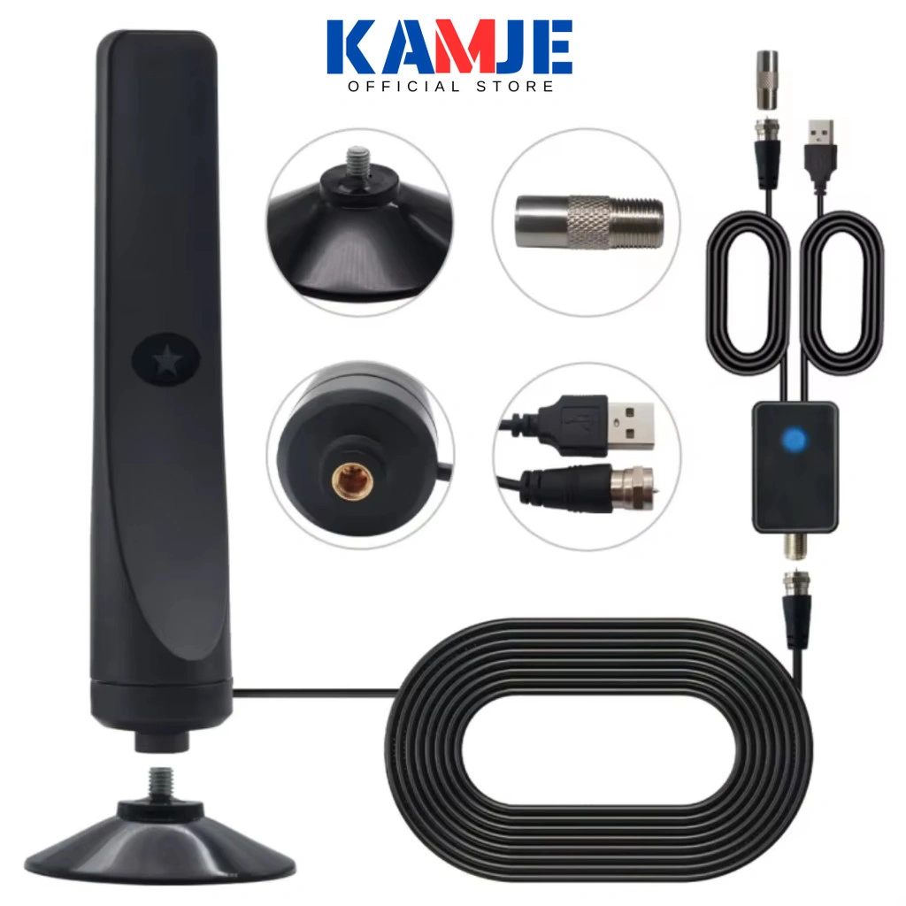 KAMJE Antena TV Digital DVB-T2 4K HD Indoor 25dB Gambar Jernih Sinyal Kuat Mudah Dipasang KMJ7169