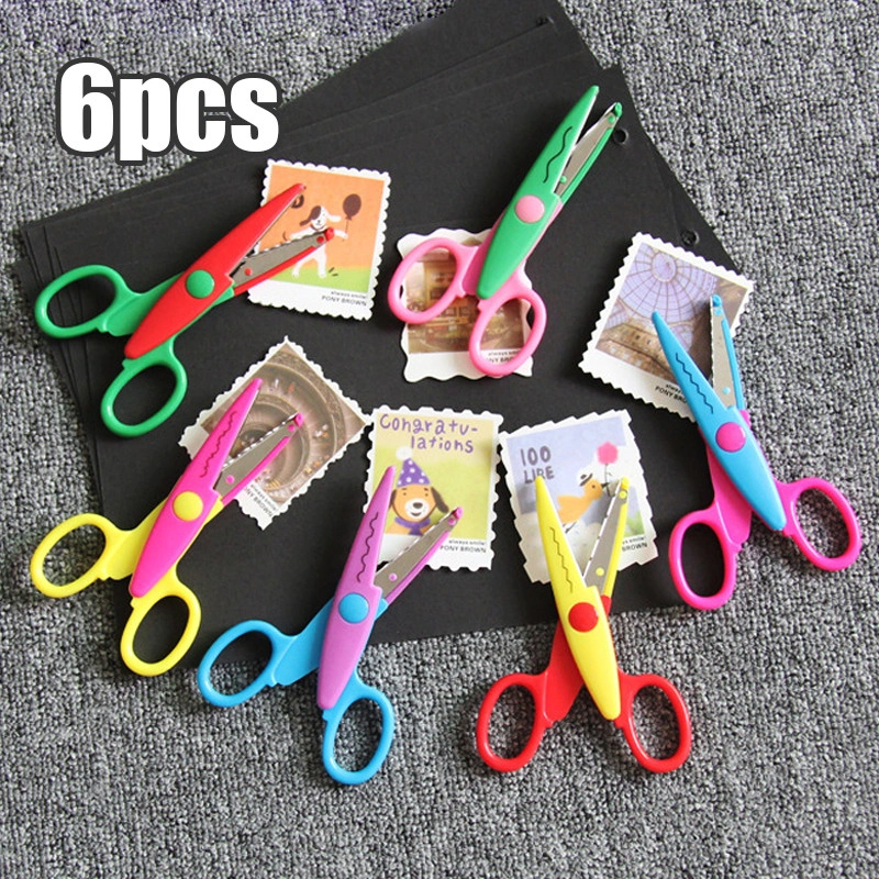 6Pcs Art N Craft Tools Zig Zag Gunting Kertas Pola Garis Gelombang Motif
