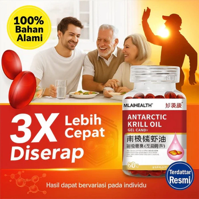 Asli Beli 1 Gratis 1/Minyak Krill Antartika/ Minyak ikan omega 3-60 Kapsul/Astaxanthin krill oil/Kesehatan kardiovaskular/pencegahan trombosis /Suplemen vitamin DHA