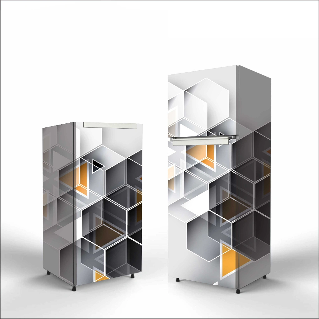 Stiker Kulkas 1 Pintu dan 2 Pintu Lem Kuat Premium Quality Material Motif Full Geometri 1