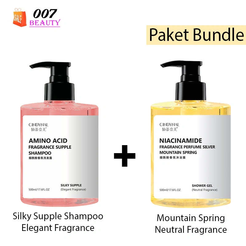 Bundle 2in1 CINDYNAL Mountain Spring Shower Gel 500ml + Silky Amino Acid Shampoo 500ml – Paket Body Wash & Shampoo untuk Perawatan Tubuh & Rambut