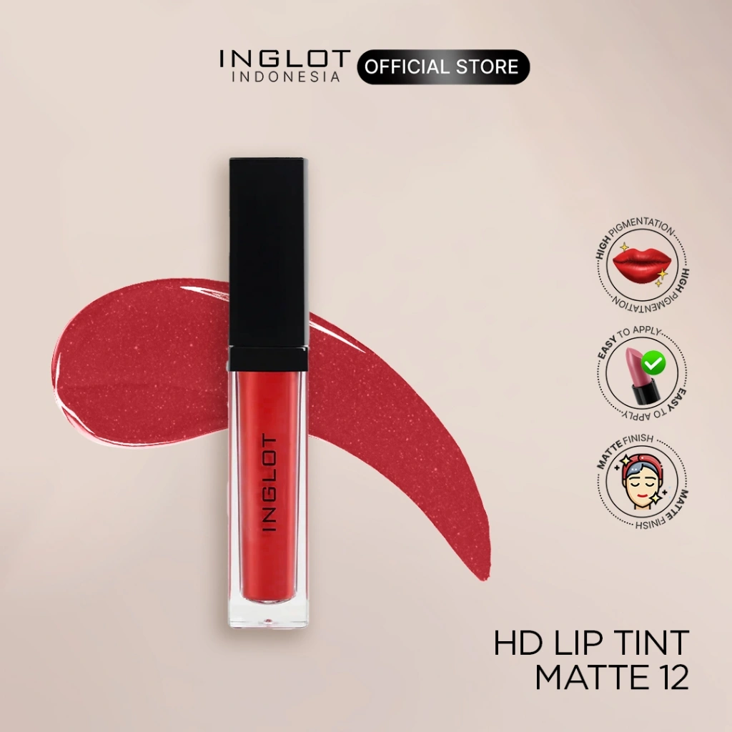 INGLOT HD Lip Tint Matte 12 Red - Matte Liquid Lipstick 5,5 ml