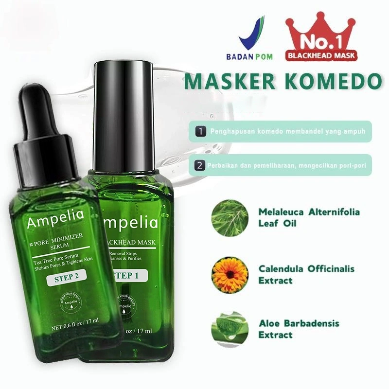 【COD】Ampelia Blackhead Mask Step1-Masker komedo ampuh/Pembersih komedo/mengangkat komedo/penghilang komedo dan Pore Minimizer