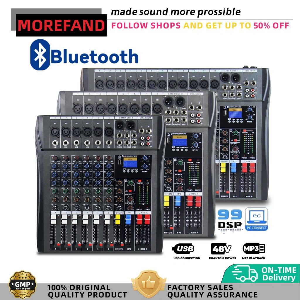 MIXER AUDIO CT6/CT8/CT12  12-channel  SBLUETOOTH,USB,RECORD,SOUND CARDREVERB Mixer audio saluran mixer amplifier audio mixer power amplifier karaoke MP3 radio amplifier stereo 2 channel audio bluetooth Equalizer crossover speaker