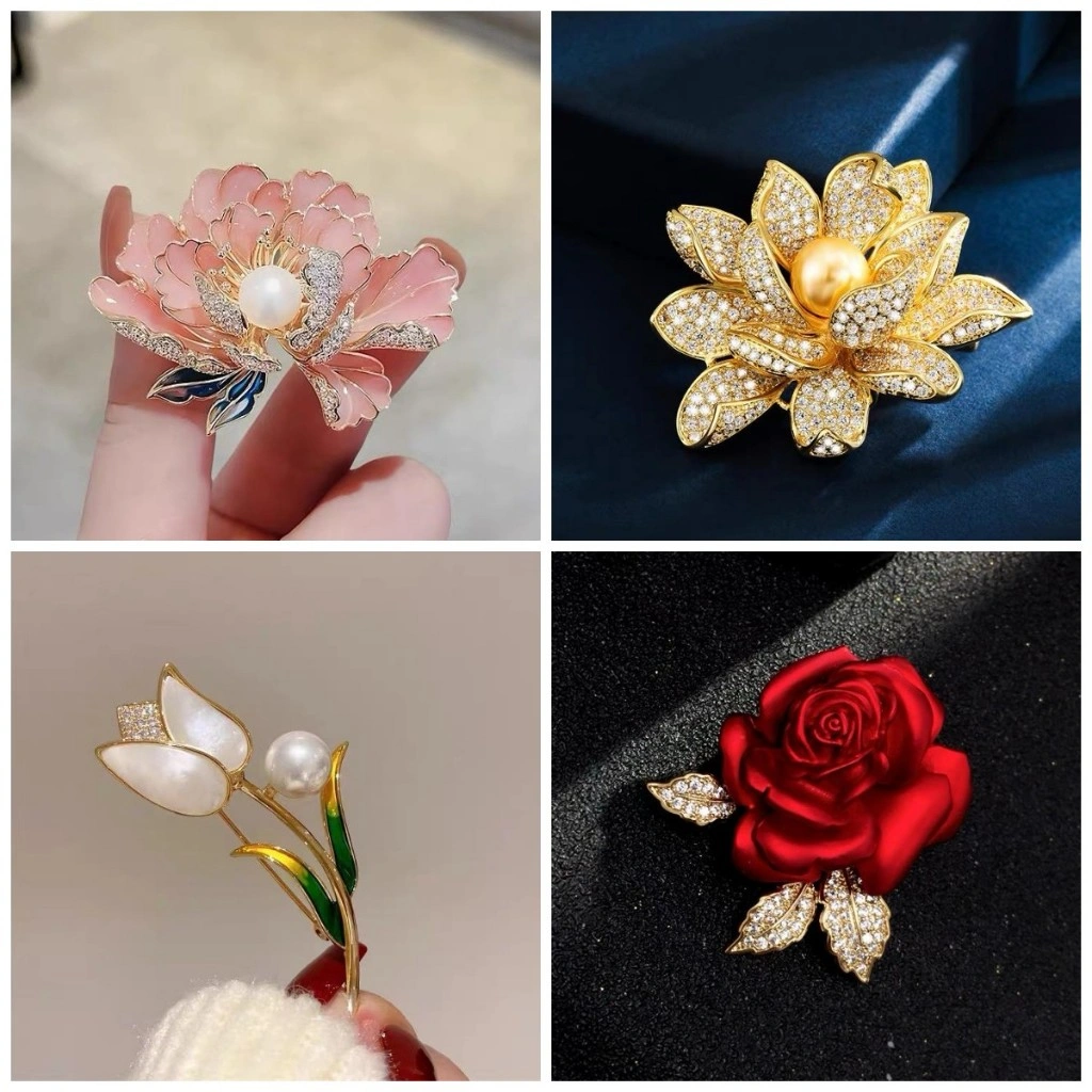 BR12 - Bross Lotus Flower Gaya Elegant Titanium Steel Model Korea Anti Karat Dan Anti Luntur