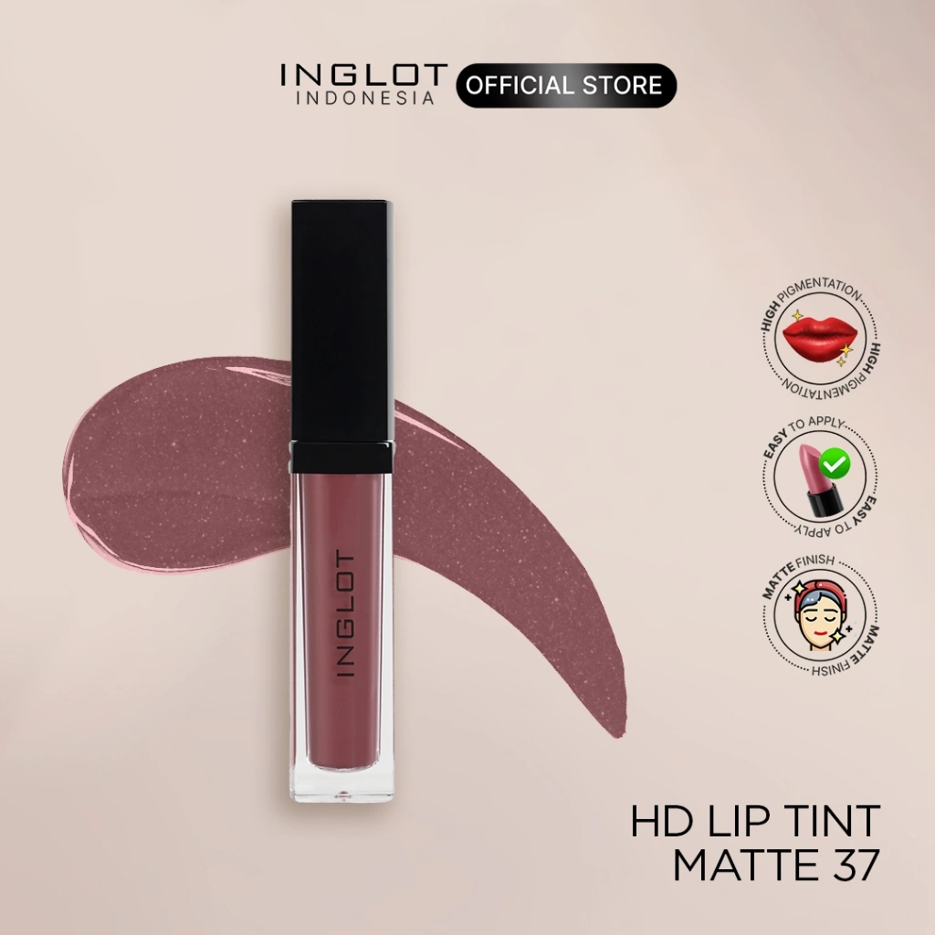 INGLOT HD Lip Tint Matte 37 Brown - Matte Liquid Lipstick 5,5 ml