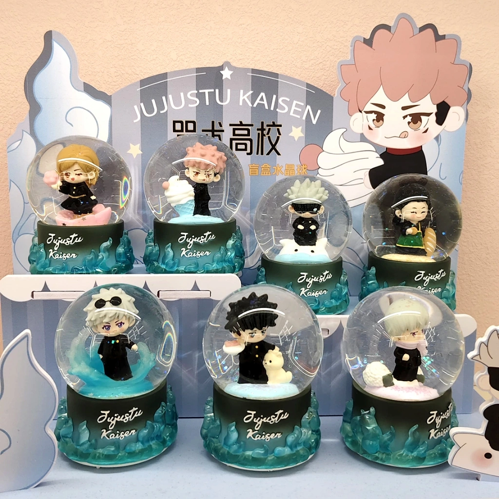 Blind Box Bola Kristal Jujutsu Kaisen dengan lampu – Snow Globe LED Karakter Gojo, Yuji, Megumi, Nobara, Nanami (Isi Random)