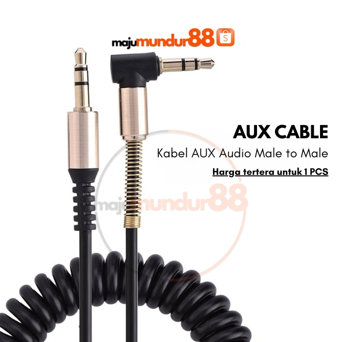 Kabel AUX Audio Per Spring L Jack 1.5m Gold Plated Male To Male 3.5mm