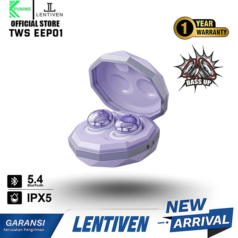 PUNING LENTIVEN TWS True Wireless Headphones with Mic Button Control Sleep headset Noise Reduction Earhooks EEP01 GARANSI 1 TAHUN