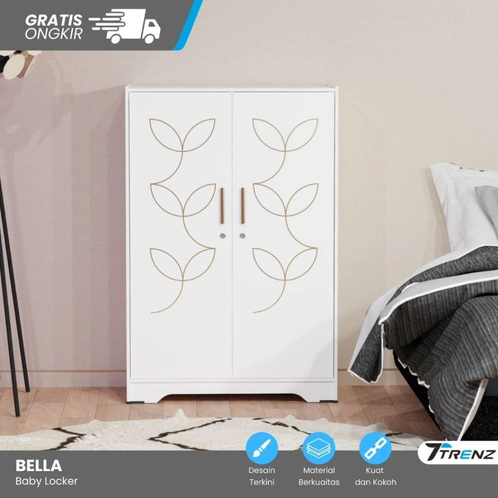 Trenz Furniture - Lemari Pakaian Baby Locker Series Bella 2 Pintu Baby Locker Untuk Lemari Pakaian Anak 2 Pintu Lemari Baju Hemat Ruang Furniture Minimalis