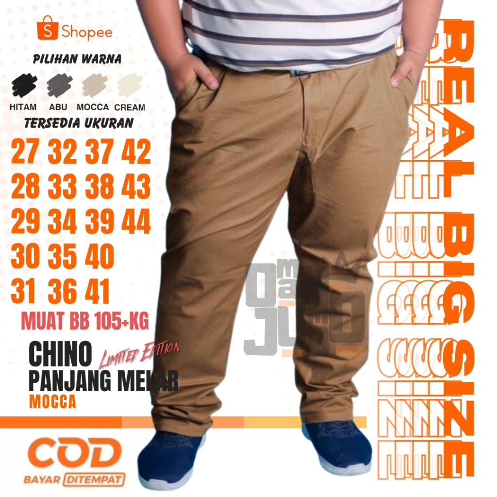 Celana Chino Panjang Pria Chino Jumbo Big Size Distro Premium Best Quality Size 27 Sampai 44
