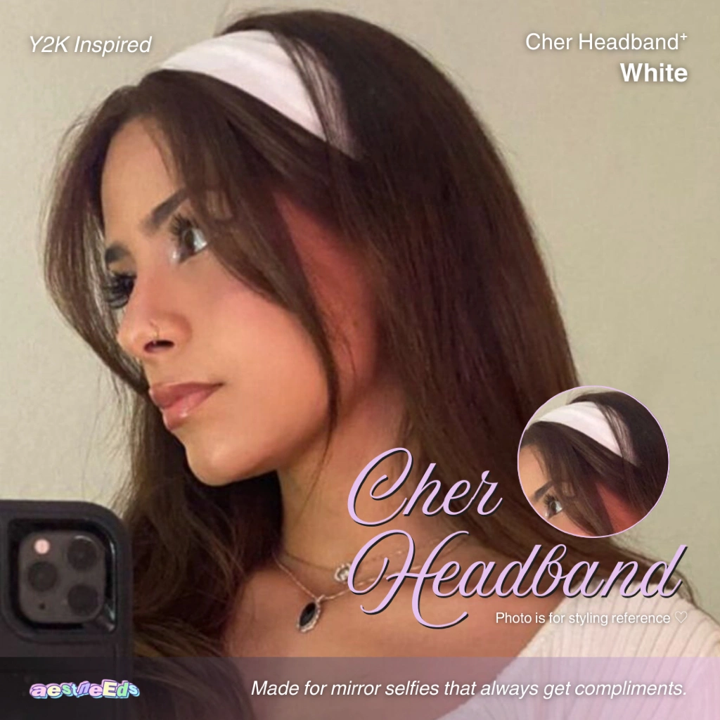 Y2K HEADBAND CHER AESTNEEDS Bandana Putih Bando Aesthetic White Headband