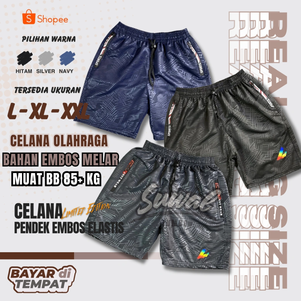 Celana Pendek Olahraga Pria Jogging Gym Running Volly Misty Import Putih - PdkAtlt12