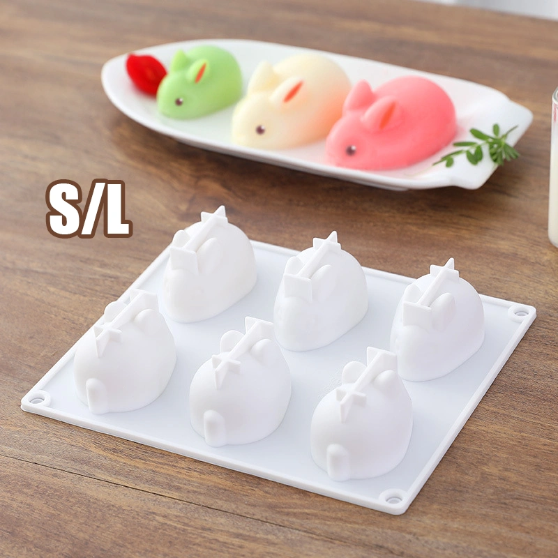Cetakan Puding Kelinci Cetakan Silikon bentuk Kelinci Silicon Mold Jelly Puding Es Cetakan kue kelinci 6 Lubang