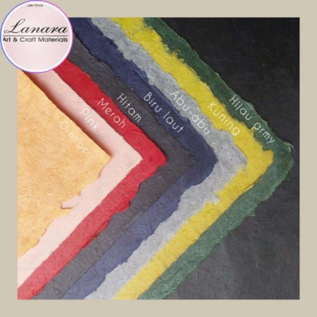 Lanara Kertas Daur Ulang Abaca Warna Ukuran A4 craft paper untuk kolase dekorasi mahar craft Kerajinan Prakarya Isi 2 Lembar (ABW)