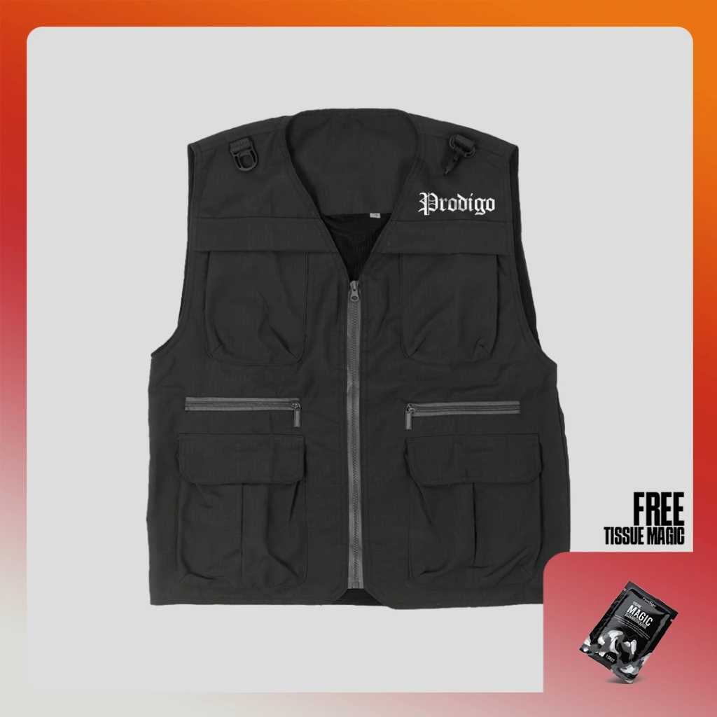 Prodigo * Rompi Tactical Nambo Black I Vest Ripstop Pria Wanita I Rompi Lapangan I Vest Ripstop Unisex
