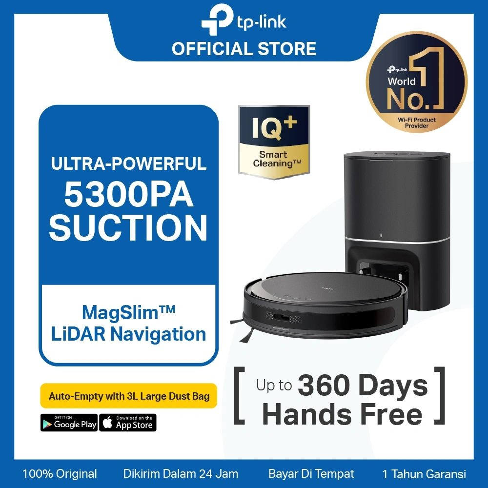 Tapo RV20 Max Plus I 5300Pa Suction I MagSlim LiDAR Navigation Robot Vacuum I Smart Cleaning