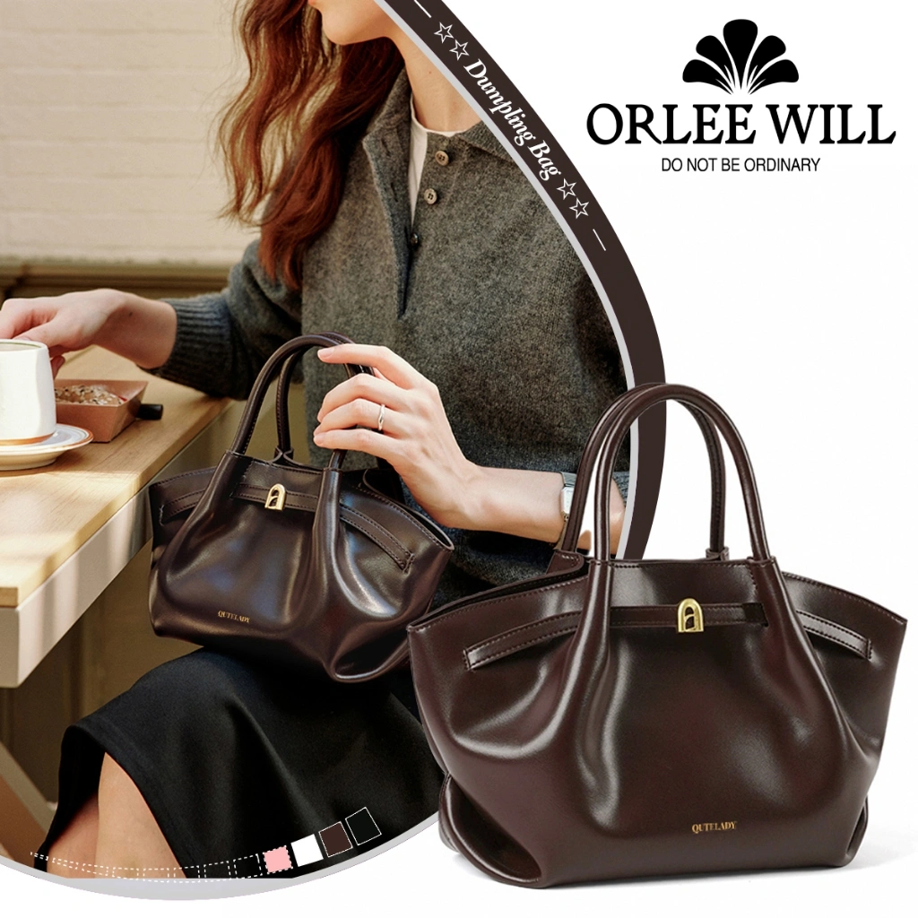 ORLEE WILL Tas Selempang Kulit Asli Model Tas Tangan Wanita untuk Kerja Tas Pangsit OL-0731