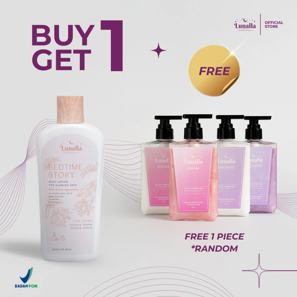LUNALLA Bedtime Story Body Lotion 250ml - Hand Body Aromaterapi memutihkan Brightening Melembabkan