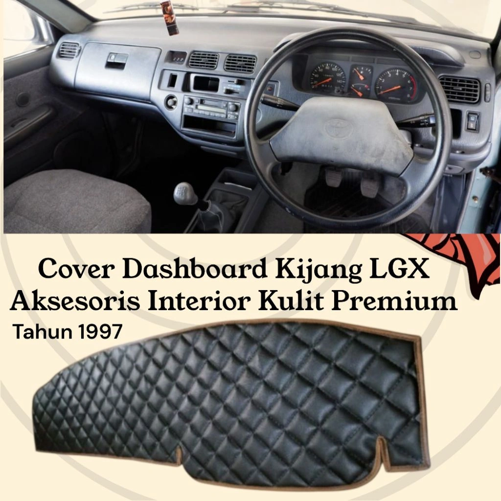 Cover Alas Dashboard Kijang LGX tahun 1997 Aksesoris Pelindung Dasbor Kulit Premium Motif