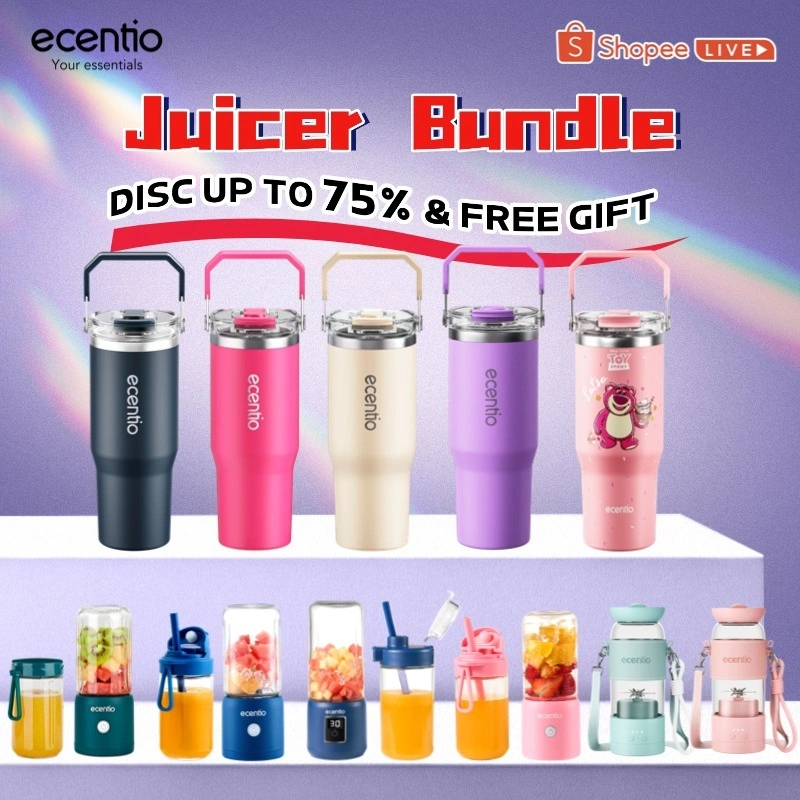 [Hot bundle] ecentio juicer blender 8/10/12/18 mata pisau & Tumbler 900mlkapsul Kaca Gelas juicer buah tanpa ampas blender jus buah hand blender mini juicer juicer portable